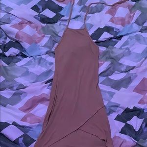 Tan mini dress wit neck straps